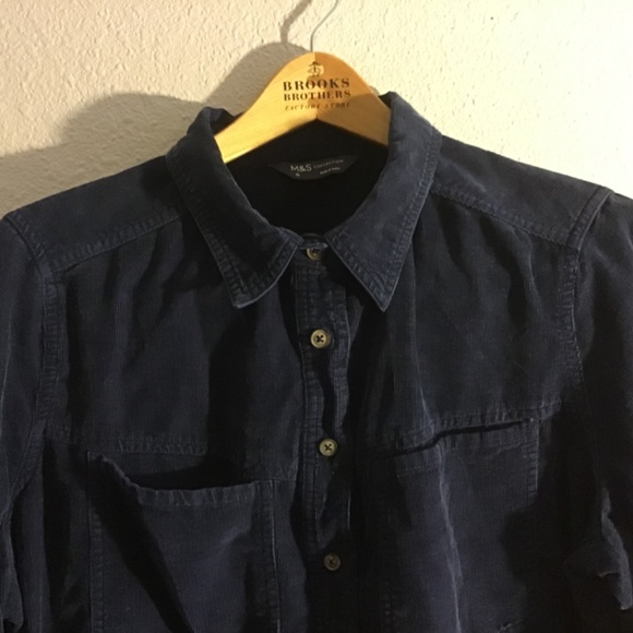 M&S Collection Pure Cotton Corduroy Shirt Blue Size 16 US - Picture 5 of 9